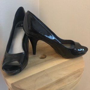 Black peep toe heels